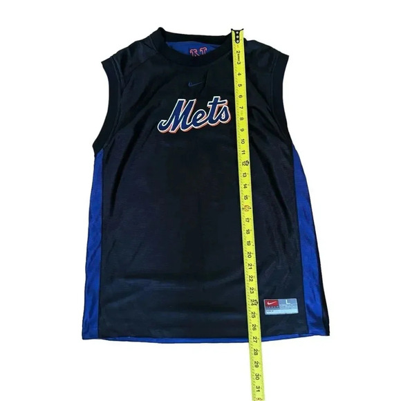 Nike Boys MLB Mets Black Blue Top Tee Reversible Muscle Sports Sleeveless Logo L - Picture 3 of 15